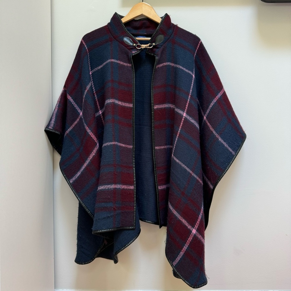 Apt. 9‎ Plaid Cape Navy Blue and Maroon One Size